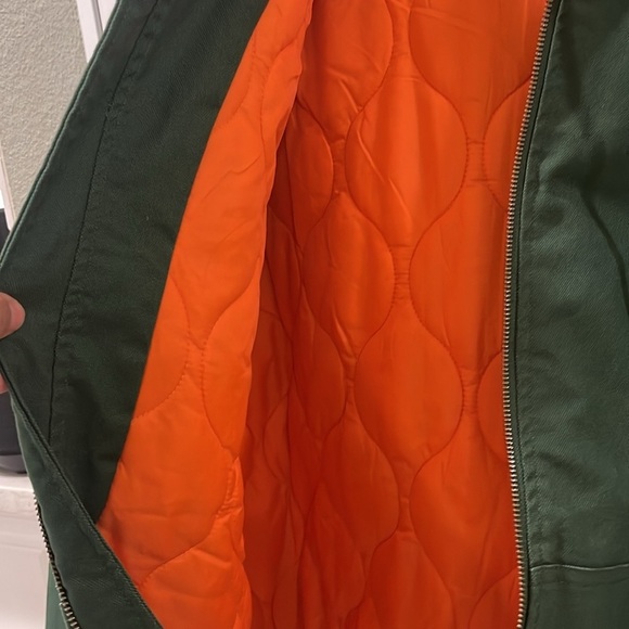 BRIXTON BUILDERS HOODED WARM WORK CANVAS JACKET GREEN ORANGE QUILTED TRUCKER XL - Picture 7 of 11
